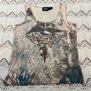 Vintage Y2K Harley-Davidson Women’s XL Eagle And Sword Wrap Around Graphic
